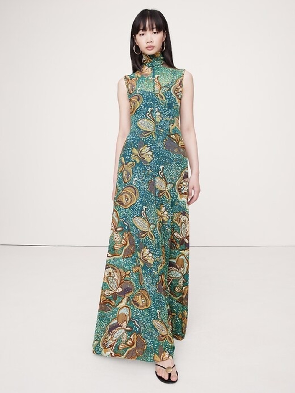 Banana Republic MESH MAXI DRESS in Bubbles Teal